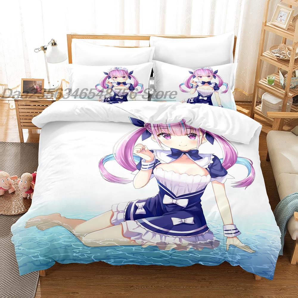 3D Print Anime Kawaii Girls Minato Aqua Bedding Set Single Twin Full Queen King Size Bed Set Adult Kid Bedroom Duvet cover Sets