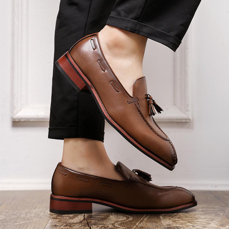 Fashion New Men Tassel Shoes Black Brown PU Business Office Fashion Brand Formal Shoes Gentlemen's Social Shoes Size 38-48 Men Shoes