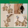 Metallic Floral Earrings With Gemstone Accents For Female Dress Up And Events