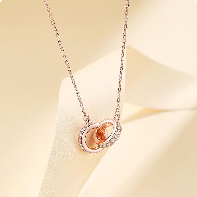 

S925 Sterling Silver Starry Sky Double Ring Women s Necklace - Versatile Fashion Design 925 Silver