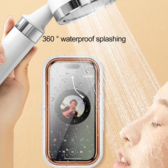 Shower Phone Holder Rotation 360-Degree Wall-Mounted Angle Adjustable Waterproof Cellphone Phone Holder Stand Case Box