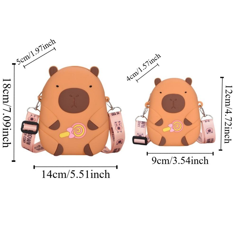 Cartoon Capybara Coin Purse Cute Small Item Bag Fashion Silicone Shoulder Bag  Girls