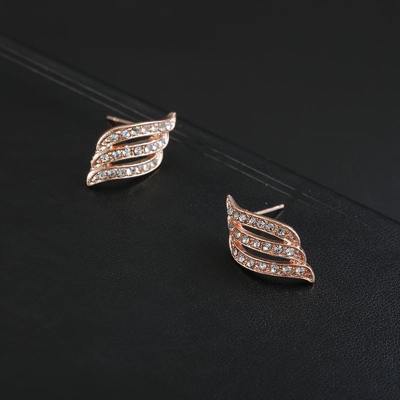 

Серьги-подвески с крыльями ангела, полые, с синтетическими драгоценными камнями, блестящие, элегантные, бижутерия для женщин, серьги-гвоздики для женщин, подчеркивающие индивидуальность