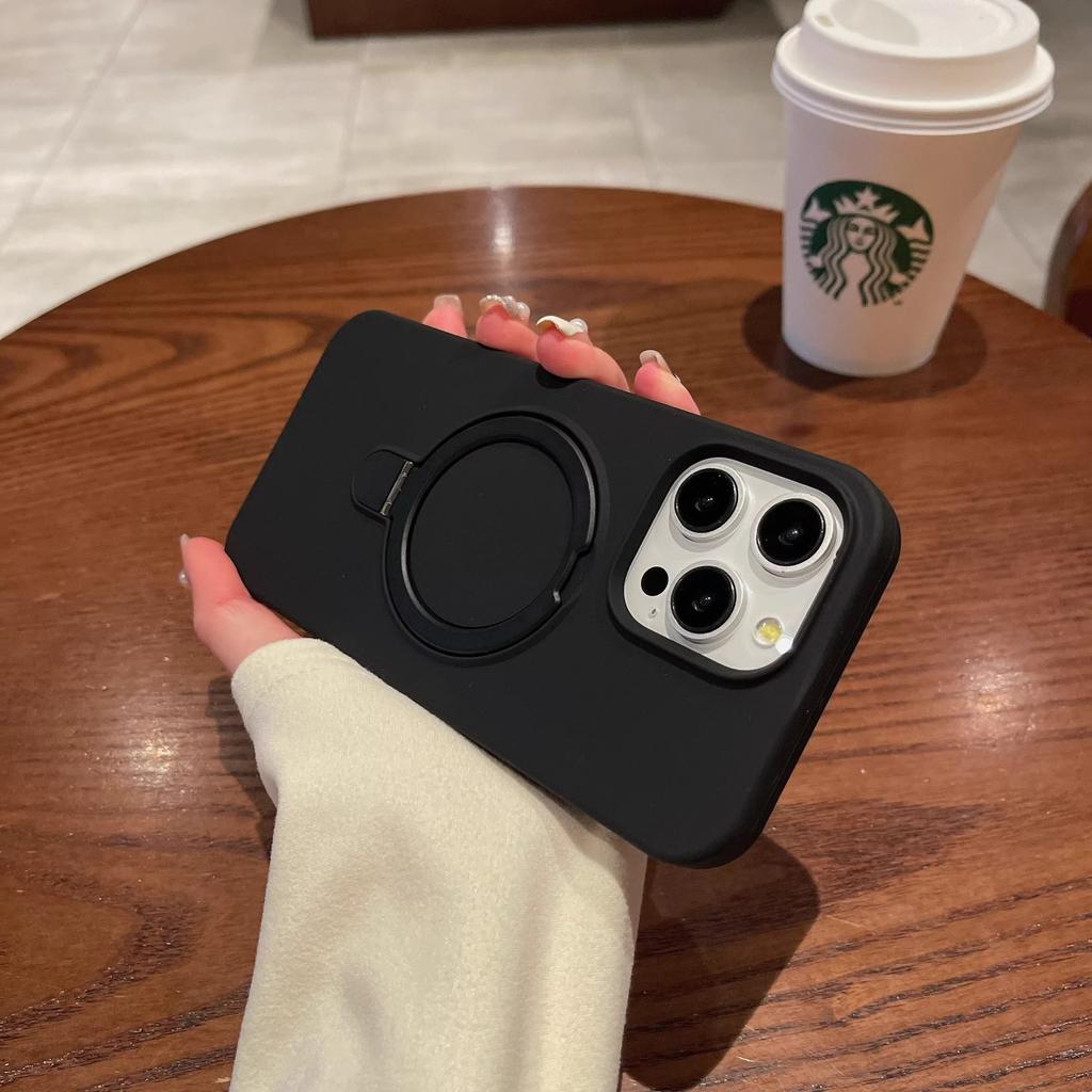 Applicable to iPhone17Promax mobile phone case, liquid silicone, Apple 15 magnetic bracket, all-inclusive anti-drop protective case.