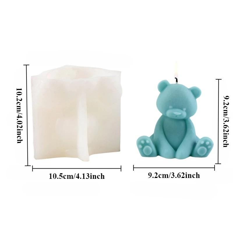 3D Large Size Bear Candle Silicone Mold Sitting Bear Craft Plaster Resin Handmade Candle Making Kit Home Party Decoration Gift