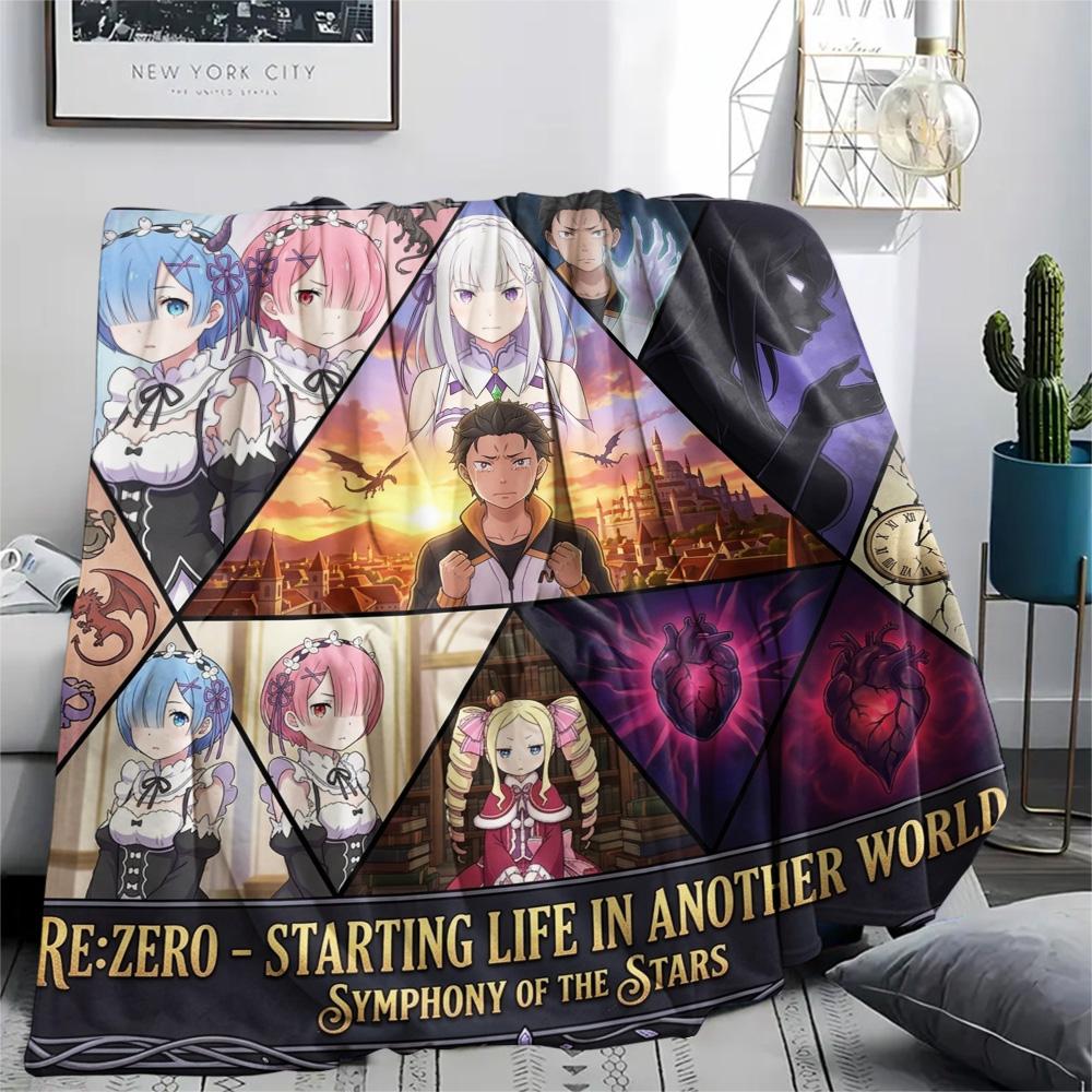 1 Stück Re Zero gemusterte Flanelldecke Geeignet für alle Jahreszeiten Für Heimdekoration Wärme und Komfort Geschenke Feiertagsgeschenk