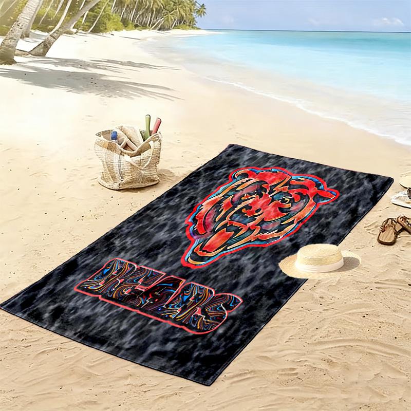 Chicago Bears Print Beach Towel, Large Soft Quick Dry Towel for Beach Camping Swimming