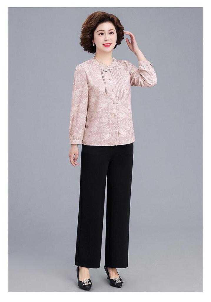 2026 Elegant Retro Jacquard Chinese Style Spring Top for Mothers, Perfect for Middle-Aged and Elderly Women