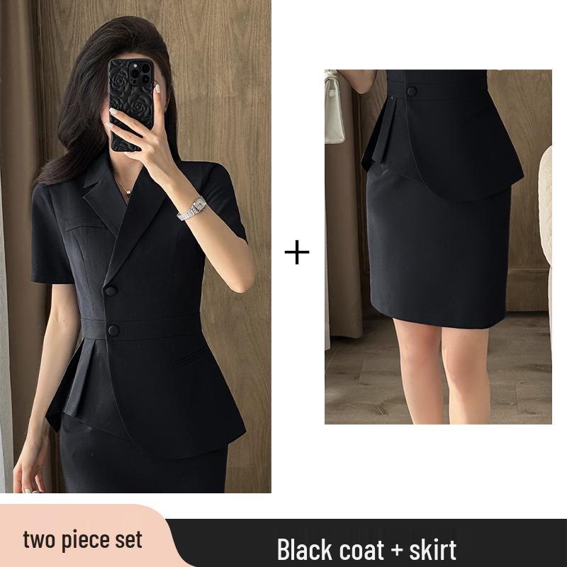 Women's Summer Short Sleeve Suit Set: Front Desk & Jewelry Store Professional Blazer
