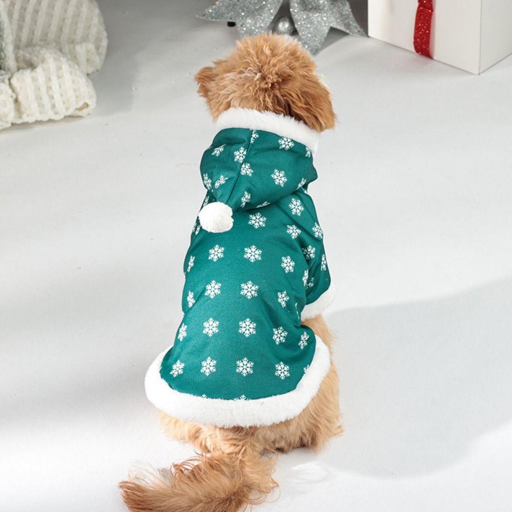 Soft Christmas Dog Clothes Thickened Dog Plush Jumpsuit Dog Hooded Fleece Coat  Winter