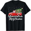 Vintage Merry Christmas Red Truck Old Fashioned T Shirt Vintage Washed Streetwear Stretched Homme Slightly Soft Graphic