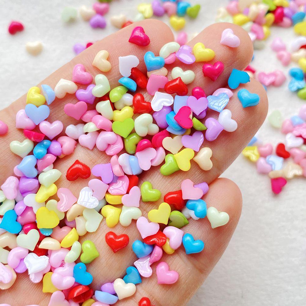 200 יחידות עיצוב חמוד משרף מיני בצורת לב גב שטוח קישוט ליצירת תכשיטים מניקור אביזרי שיער