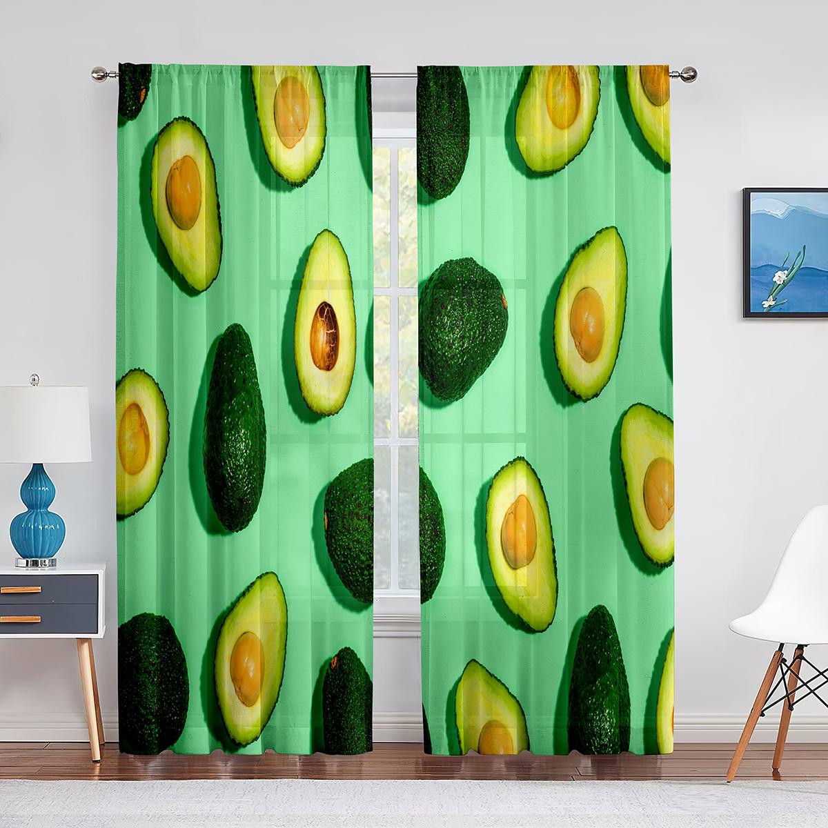 Авокадо Фрукты Овощи Белые Желтые Тюль Шторы для Гостиной Спальни Кухни Декор Шифон — фото 2