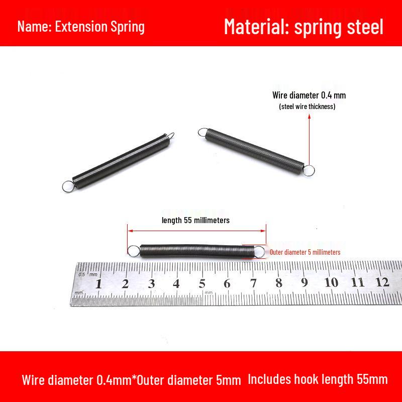 Micro Precision Extension Tension Spring Set with Hooks, 0.4mm Wire Diameter, 3-5mm Outer Diameter