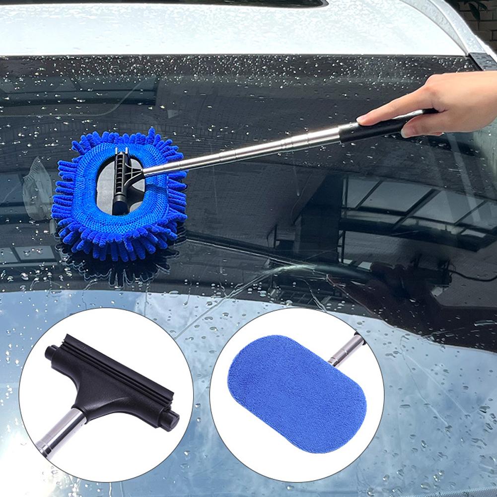 

1297 3-in-1 Car Windshield Cleaning Wash Tool Interior Auto Glass Wiper with Extendable Handle Window Cleaner Brush Type A