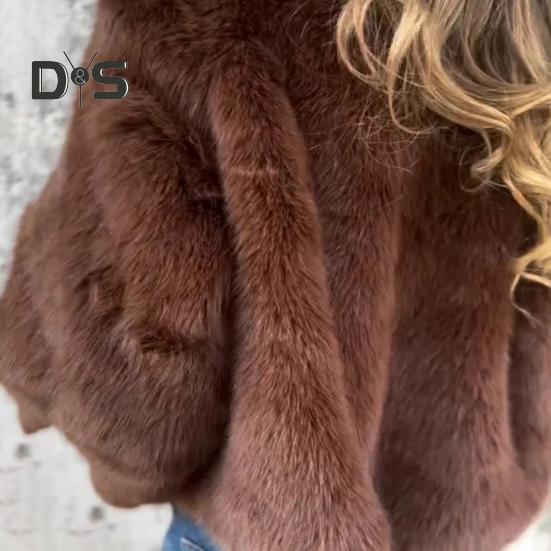 Jachetă de iarnă pentru femei, groasă de blană artificială, reținere a căldurii, guler înalt, culoare solidă, mâneci lungi, stil de lux, acasă, petrecere, birou, club, haină de vacanță