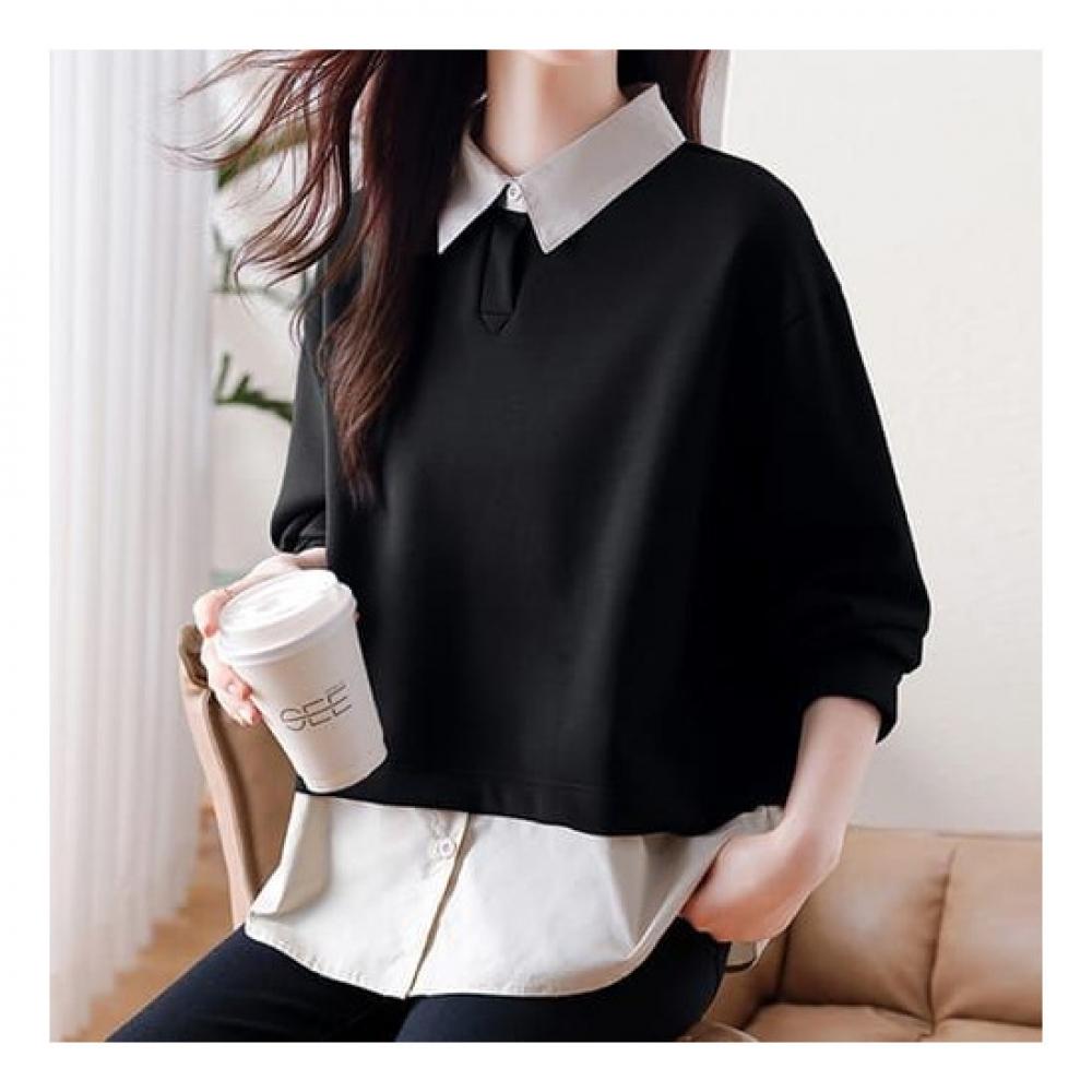 Navava Casual Two In One Collar Long Sleeve Shirt Nb1844