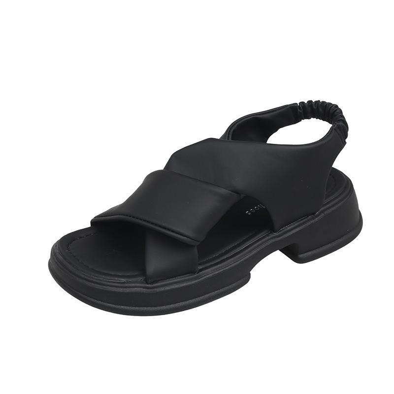 2025 Women's Stylish Thick-Soled Casual Sandals - Simple Solid Color Beach Shoes