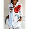 Plus Size Women Long Sleeve Button Shirt Solid Floral Casual Comfort Blouse