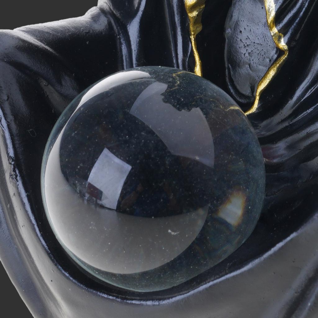 Resins Death God Sculpture Crystal Ball Halloween Decors With Flying Bats For Home Party Collectible Ornament Gift