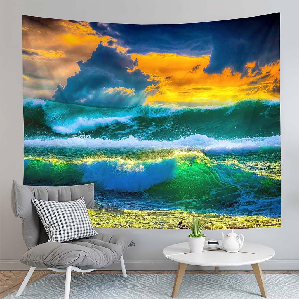 Ocean Wave Tapestry Surfing Wave Breaking Tapestry Natural Scenery Tapestry Wall Hanging Tapestries Art Living Room Bedroom Dorm