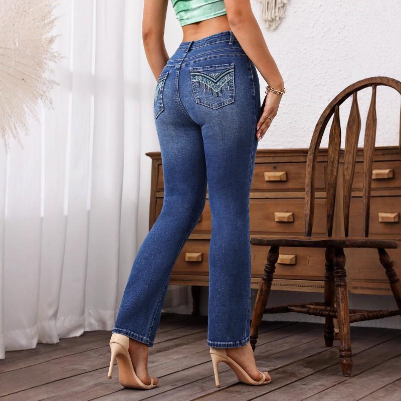 

Classic Retro Style Plain Jeans Stretch Figure-fitting Slimming Micro-drag Pants XL синий
