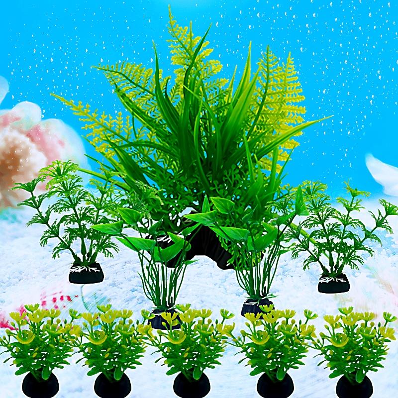 10 Stück Aquarium DIY Künstliche Aquariendekoration Gemischte Farbe Pflanzen Ornament Wasserpflanze