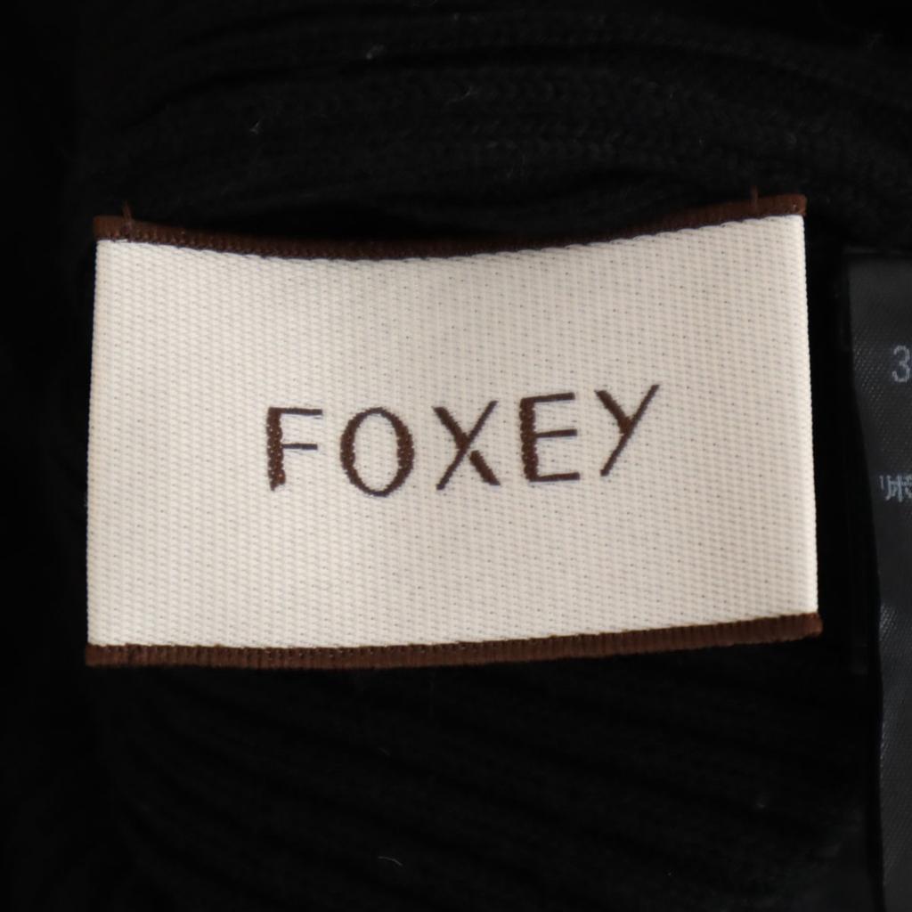 FOXEY Wool Long Sleeve Rib Knit Zip Hoodie 40 Black Women Used