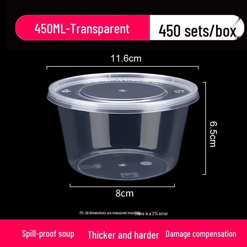 Lantun Disposable Transparent Round Lunch Boxes