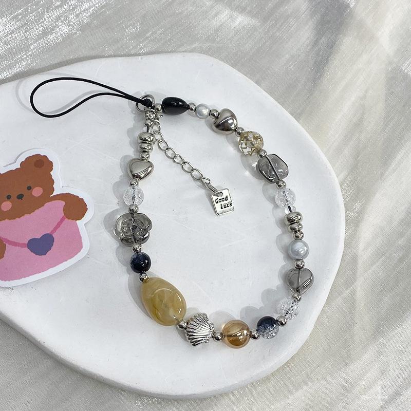 Bear Puppy Beading Mobile Phone Lanyard Wristband Chain Anti-Lost Phone Strap Beads Bag Charm Keychain For Xiaomi For Iphone