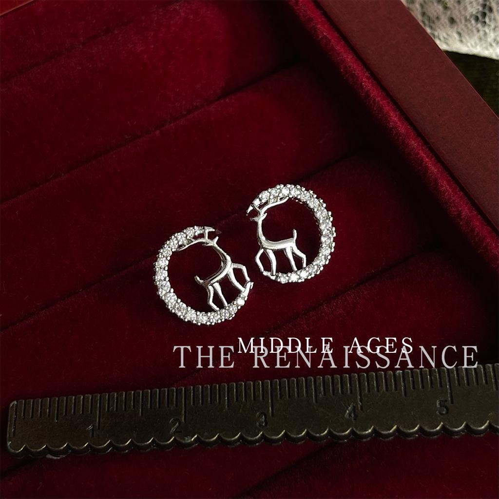 Christmas Vintage Pre-Owned Cubic Zirconia Bell Bow Earrings - Light Luxury Creative Jewelry