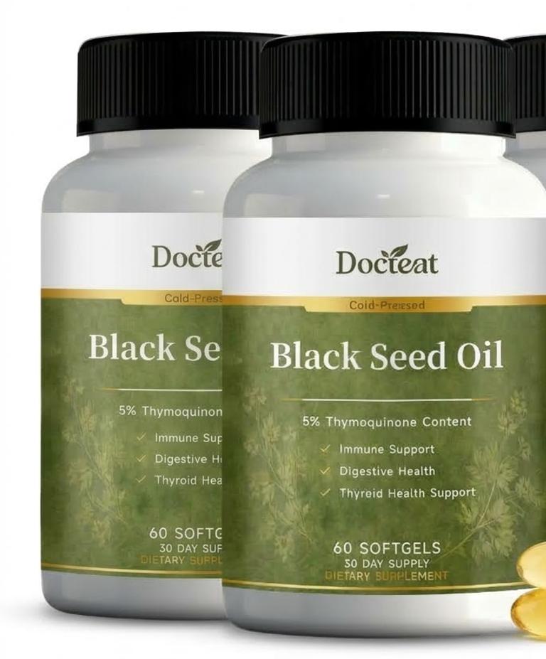 Cold-Pressed Nigella Sativa (Black Seed) Oil Softgels 60 ct – Daily Immune & Thyroid Support