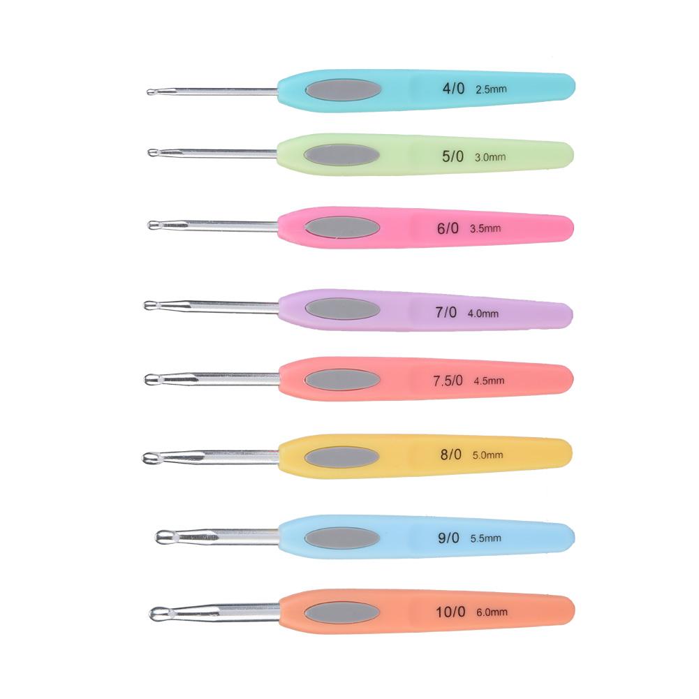 New Aluminium Crochet Hook Knitting Needles Stitches With Colourful Soft Plastic Handle
