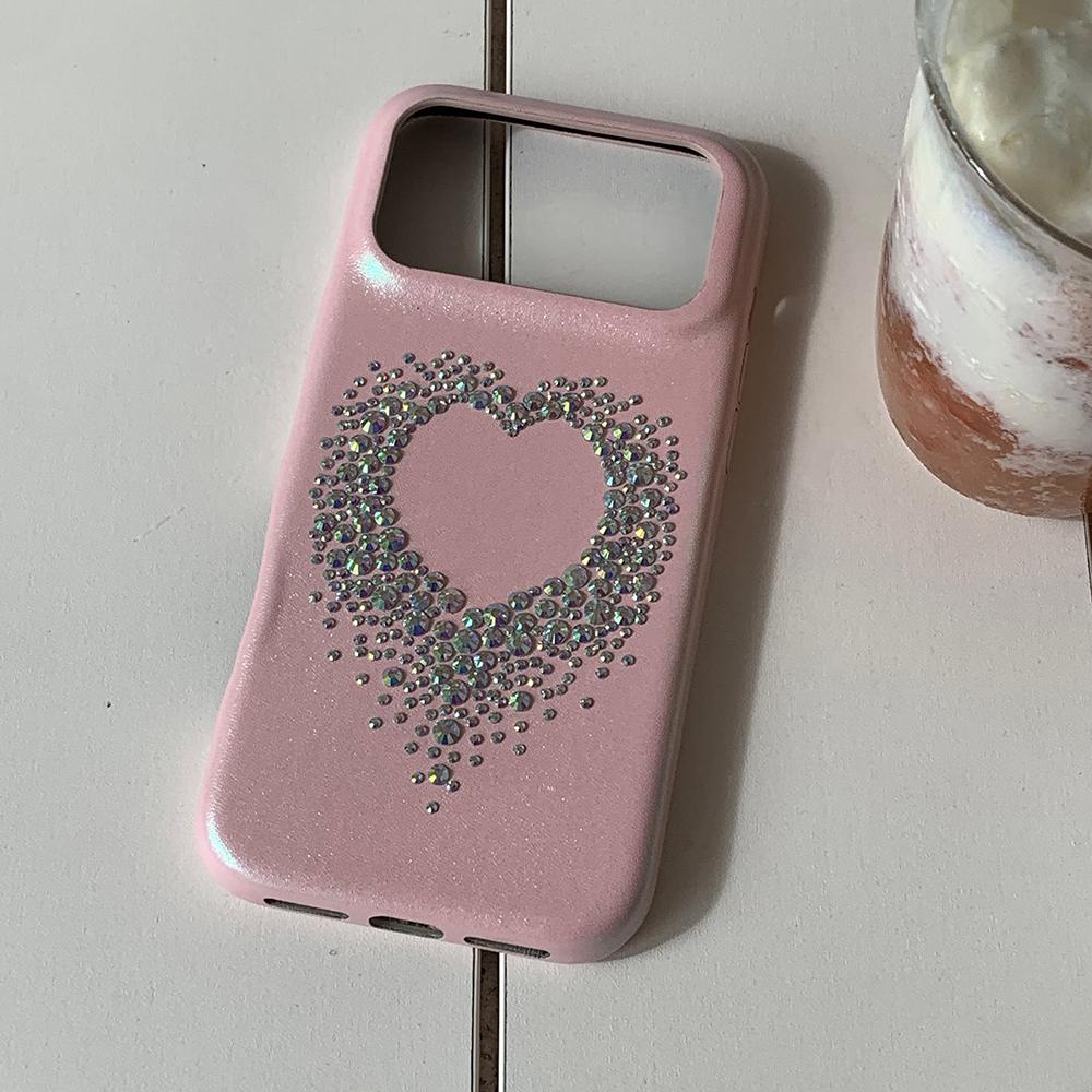 Glitter Diamond Bling Cute Pink Phone Case for IPhone 16 15 14 13 17 Pro Max Shockproof Protective Lovely Soft Back Cover