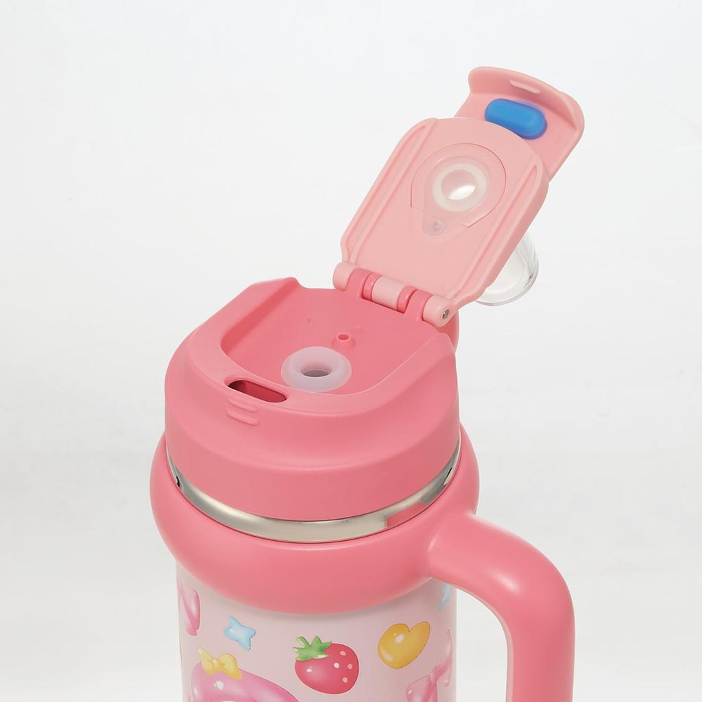 Skater Straw with Direct Sanrio My Puffy Tumbler, 830ml, Insulated, Cold/Hot, Handle, 2-Way, Drinking, Melody, Balloon, Girl's, STSTB9-A