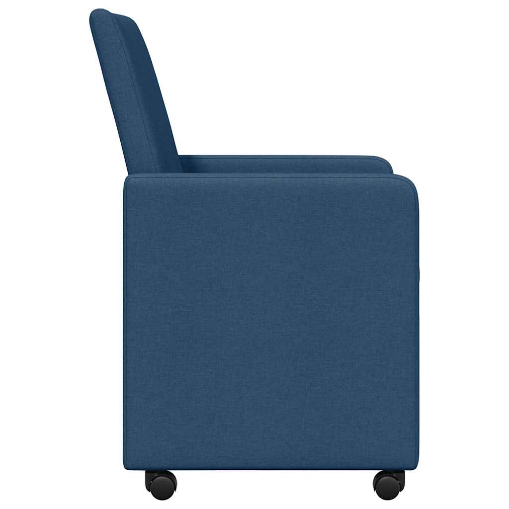 Dining Chairs with Casters 2 pcs Blue 57 x 66 x 94 cm Fabric