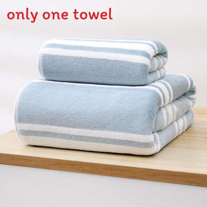Coral Fleece Towel Set With Stripe Design For Couples Home Bath And Face Use 34X75cm синий