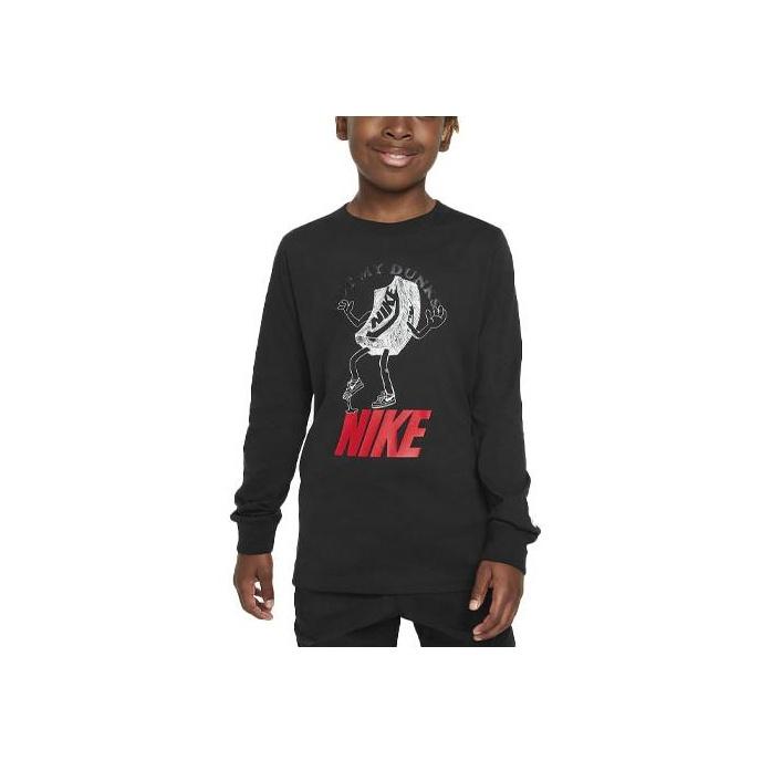 

Футболка свободного покроя с буквенным принтом Nike и круглым вырезом с длинными рукавами, топы для мальчиков, черные FD3990-010 XS