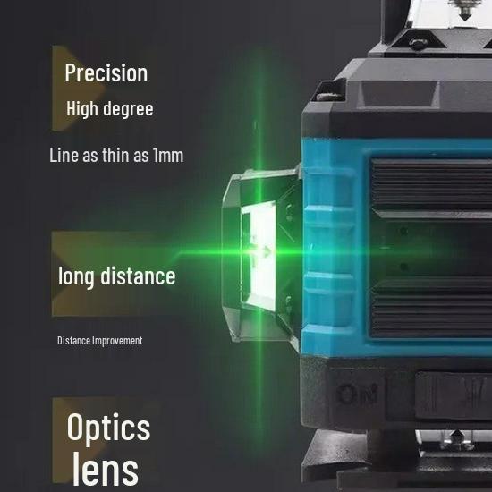 Livella Laser ad Alta Precisione a 12 Linee con Forte Luce Verde e Autolivellante, 16 Linee Infrarosse