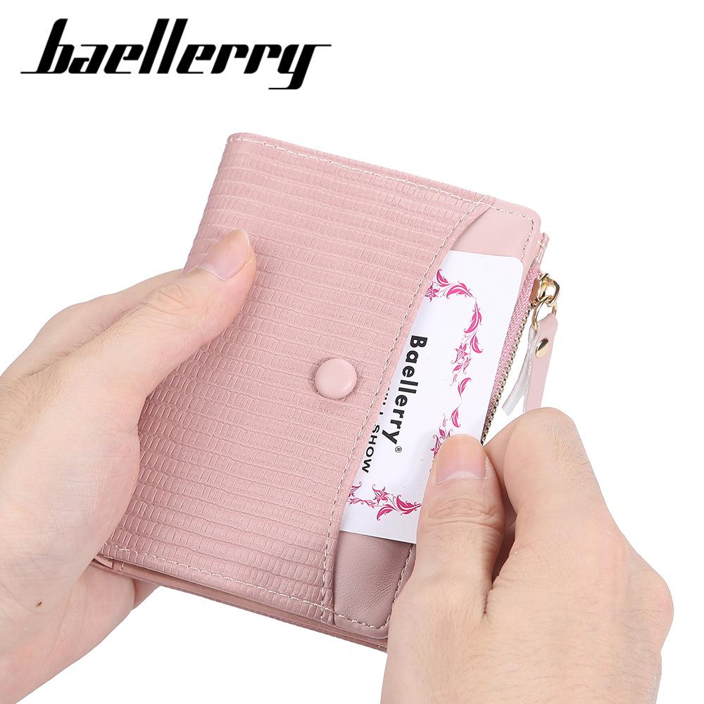 Baellerry Ladies' Fashion Short Purse Large Capacity Wallet Pu Leather Card Holder Cute Students Girls' Zipper Coin Purse