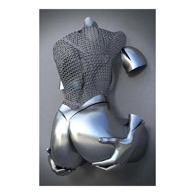 Romantic Abstract Metal Figure Statue Wall Art Canvas Painting Modern Living Room Interior Home Decoration Wall Painting Poster