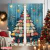 2pcs 2D Flat Printing Merry Christmas Curtain Christmas Tree6 Durable 100% Polyester Fabric Without Electricity Festive Wall