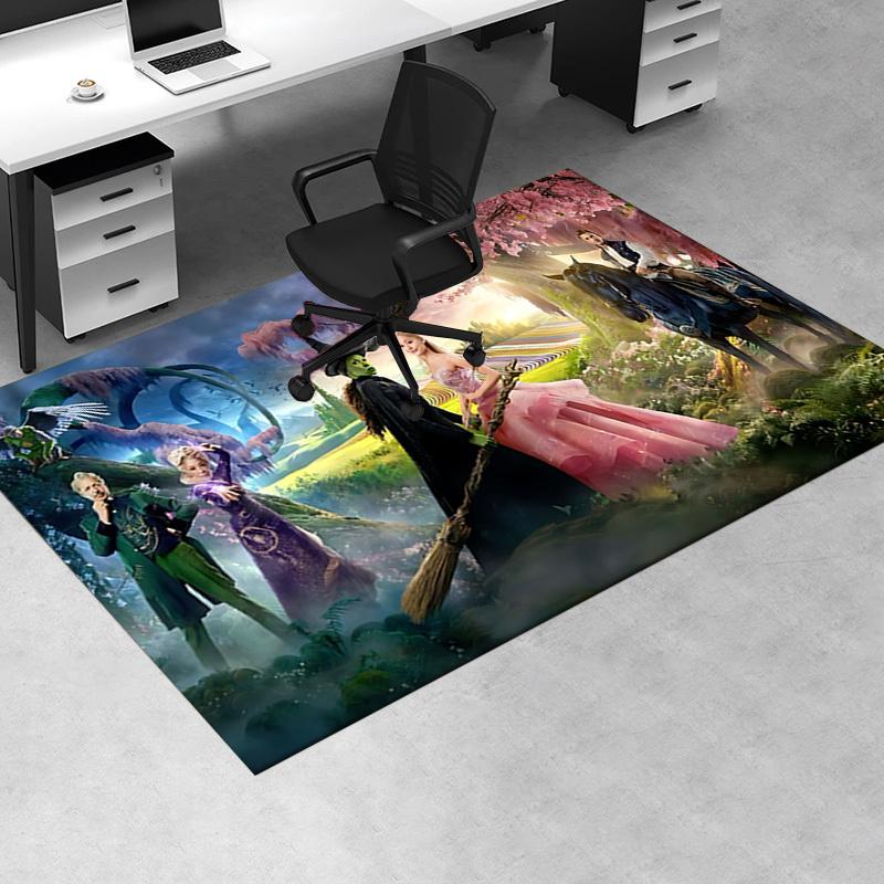 Fantasy Wald Hexenwelt Muster Polyester Büro Teppich Stuhlmatten, Heimdekor Studentenwohnheim Bodenschutz mit Anti-Rutsch-Rückseite, Groß