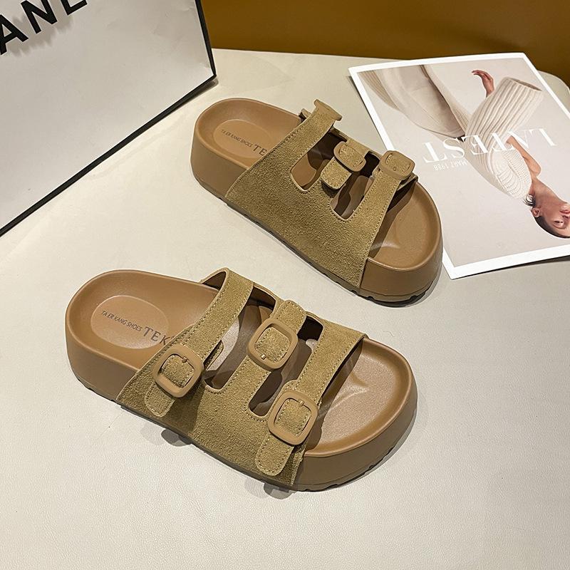 Beautiful Thick-bottomed Cool Slippers for Women's 2025 Summer New Outer Wear, High-end Sense Going Out with Skirt Slippers