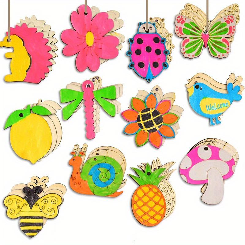 

12 шт./набор Заготовки из необработанного дерева Подвесные украшения Ручная работа Домашнее обучение Украшения для вечеринки 12pcs