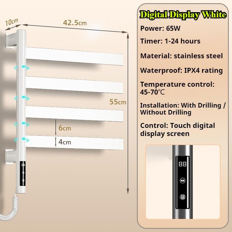 

Bathroom Towel Rack Multifunctional Rotatable 180° Towel Holder Stainless Steel Wall Mounted Towels Warmers Toilet Accessories US