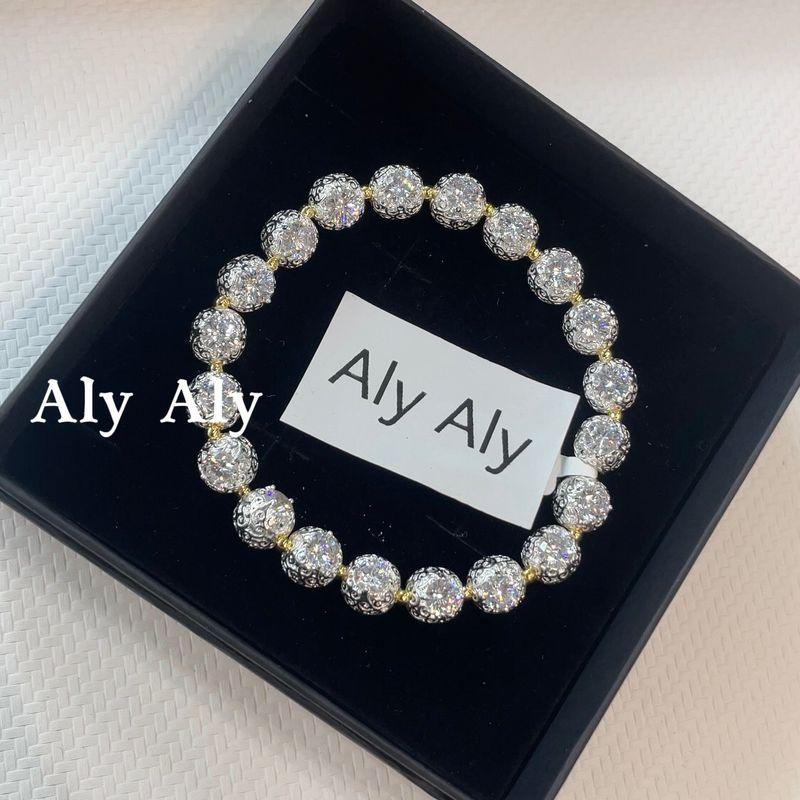 

7.25 Silver Bead Colorful Zircon Bracelet Light Luxury European and American Style Niche Design Round Elastic Cord Bracelet Silver