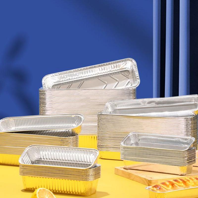 125 Stuks Brood Aluminiumfolie Papieren Houder Rechthoekig Wegwerp Hoge Temperatuur Oven Bakken Cakevorm Aluminiumfolie Blikken Papieren Houder Bakbenodigdheden