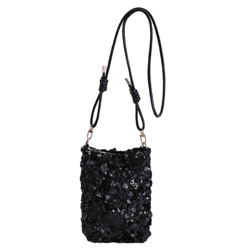 

Portable Blingbling Sequin Crossbody Bag Cute Handbag Glitter Bag Large Capacity Mini Square Bag Girl чорний