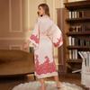 Luxury Spring Satin Bath Robe for Women Long Sleeve Full Length Bridal Morning Sleep Robe